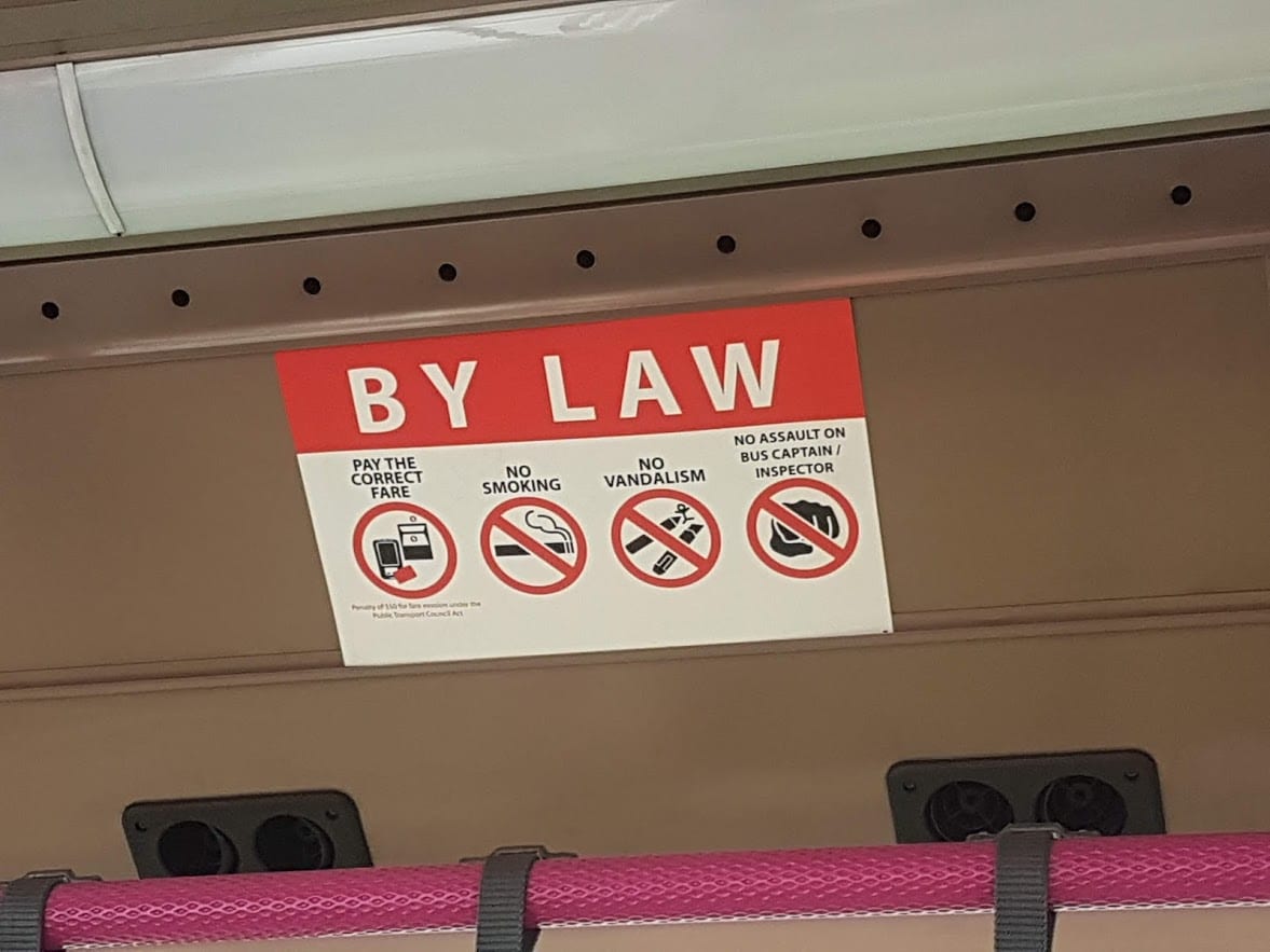 A sign on the MRT in SIngapore