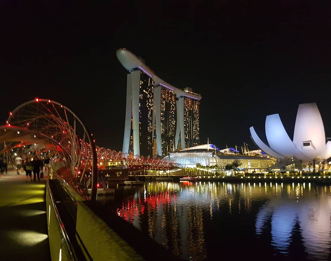 Marina Bay Area in Singapore At Night
