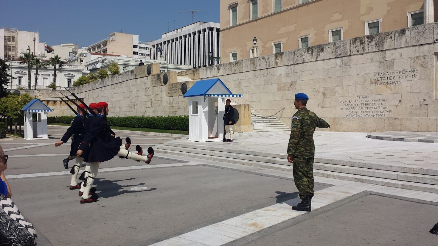 Evzones changing of the guards in athens
