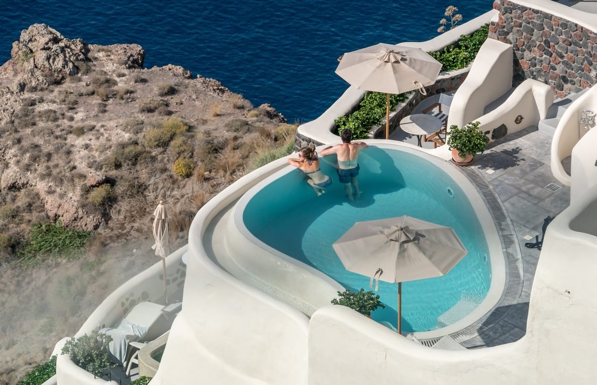 A hotel with a pool in Santorini