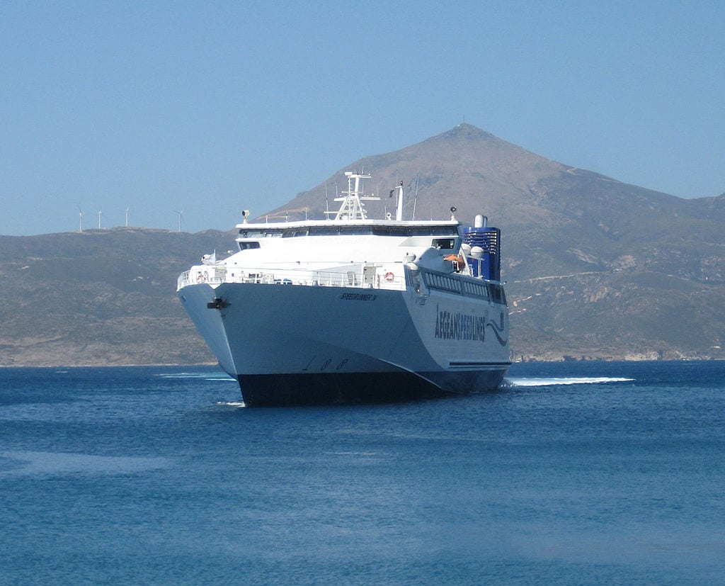 Taking a ferry to Milos in Greece