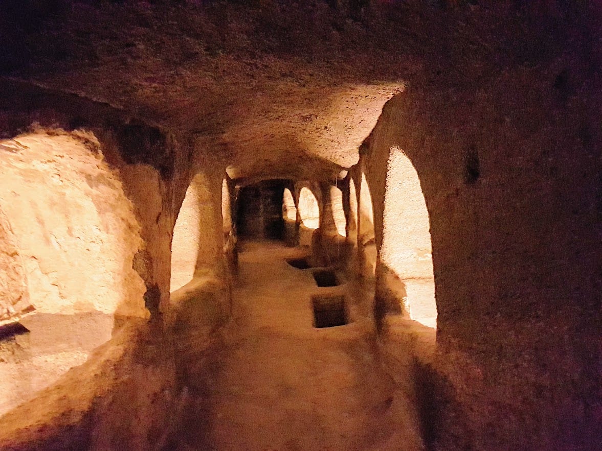 Inside the catacombs in Milos
