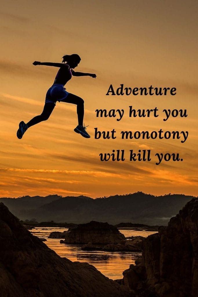 Adventure may hurt you but monotony will kill you.