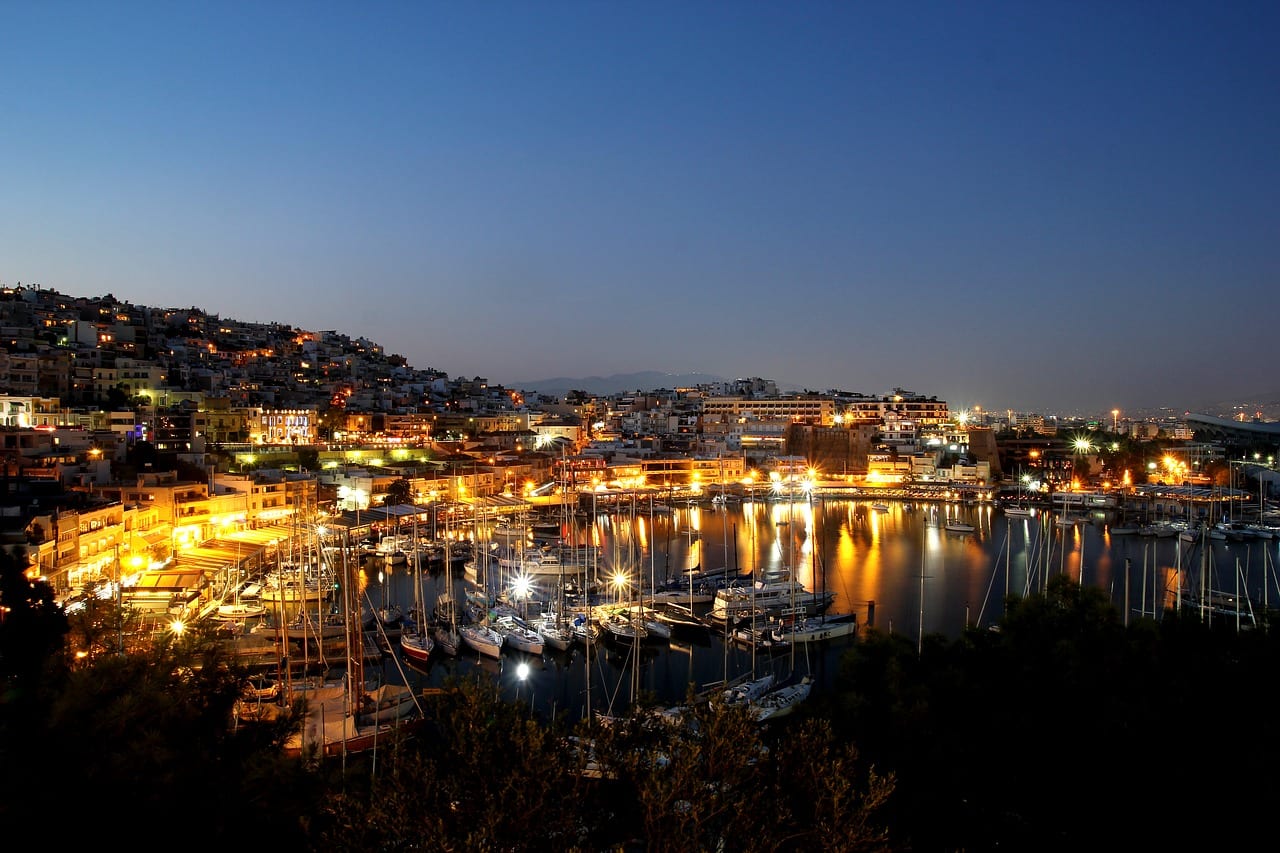 A view over Piraeus port in Athens Greece