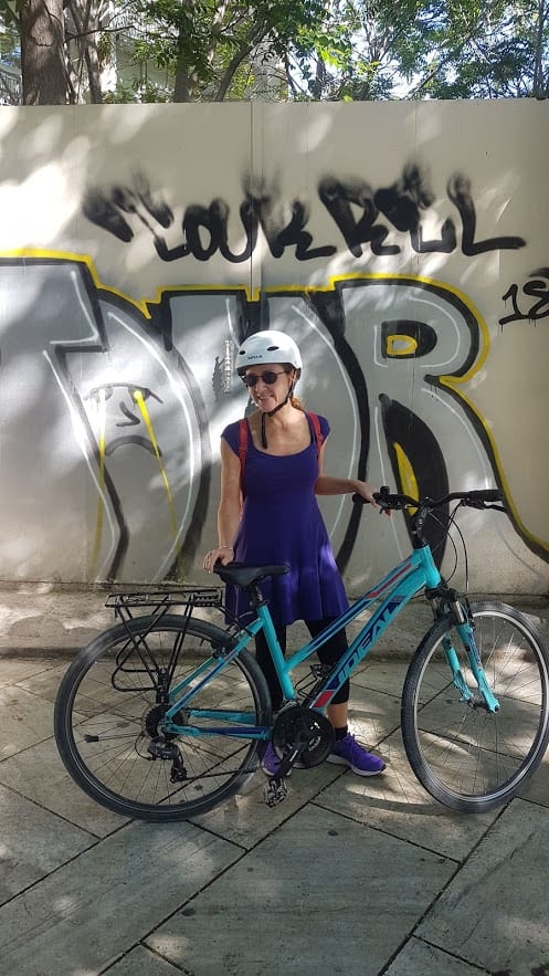 Vanessa on a bike tour of Athens Greece