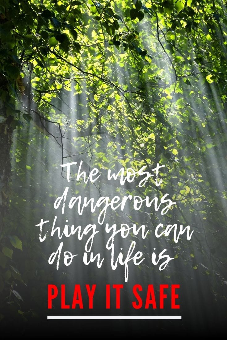 Adventure and Travel quote: The most dangerous thing you can do in life is play it safe.