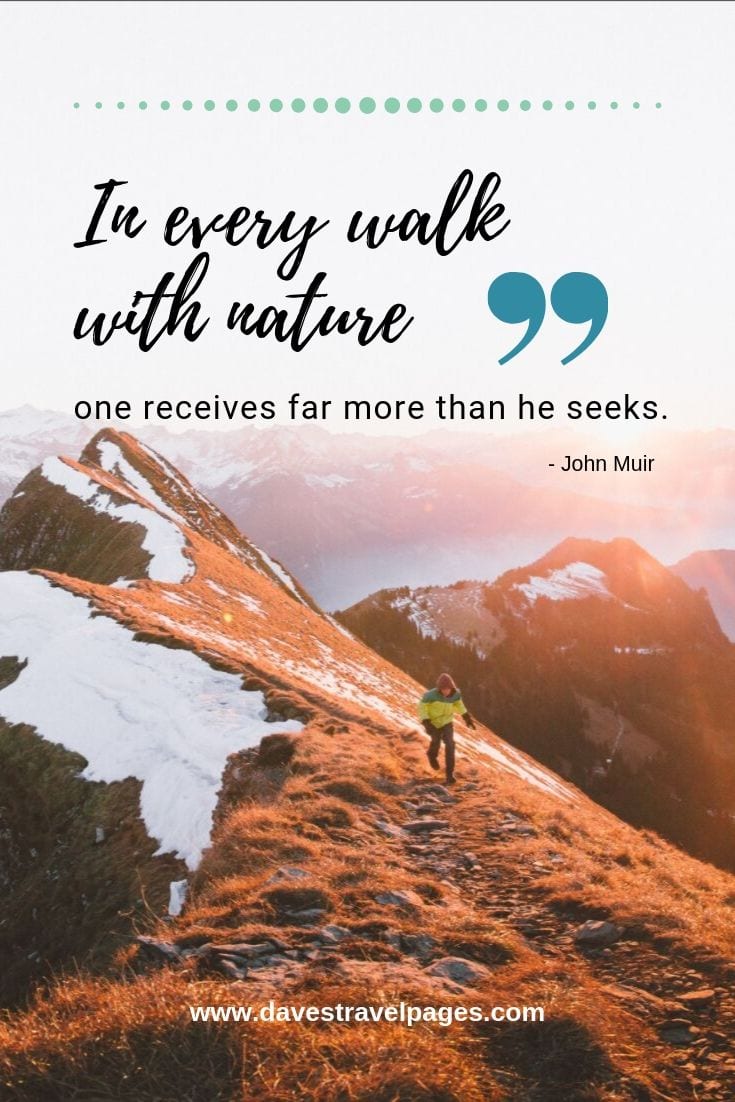 In every walk with nature, one receives far more than he seeks. - John Muir