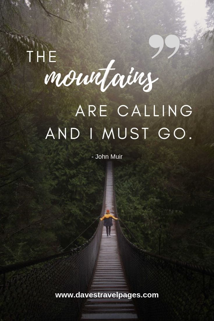 The mountains are calling and I must go. - John Muir