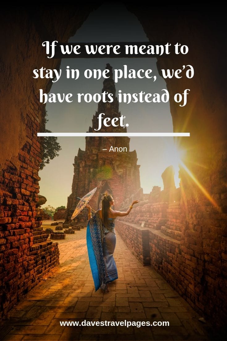 If we were meant to stay in one place, we’d have roots instead of feet.