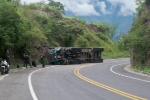 Crashed truck in Colombia