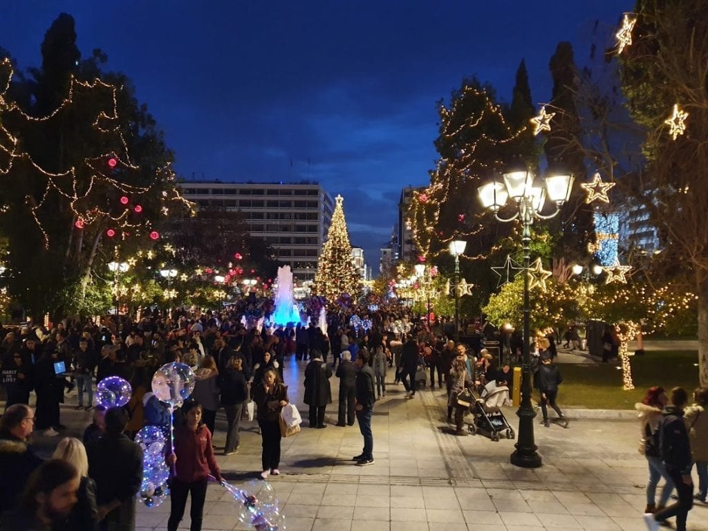 Exploring Syntagma Square in Athens at Christmas