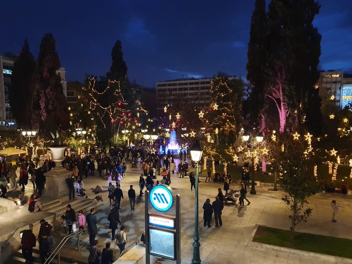 Syntagma Square in Athens at Christmas