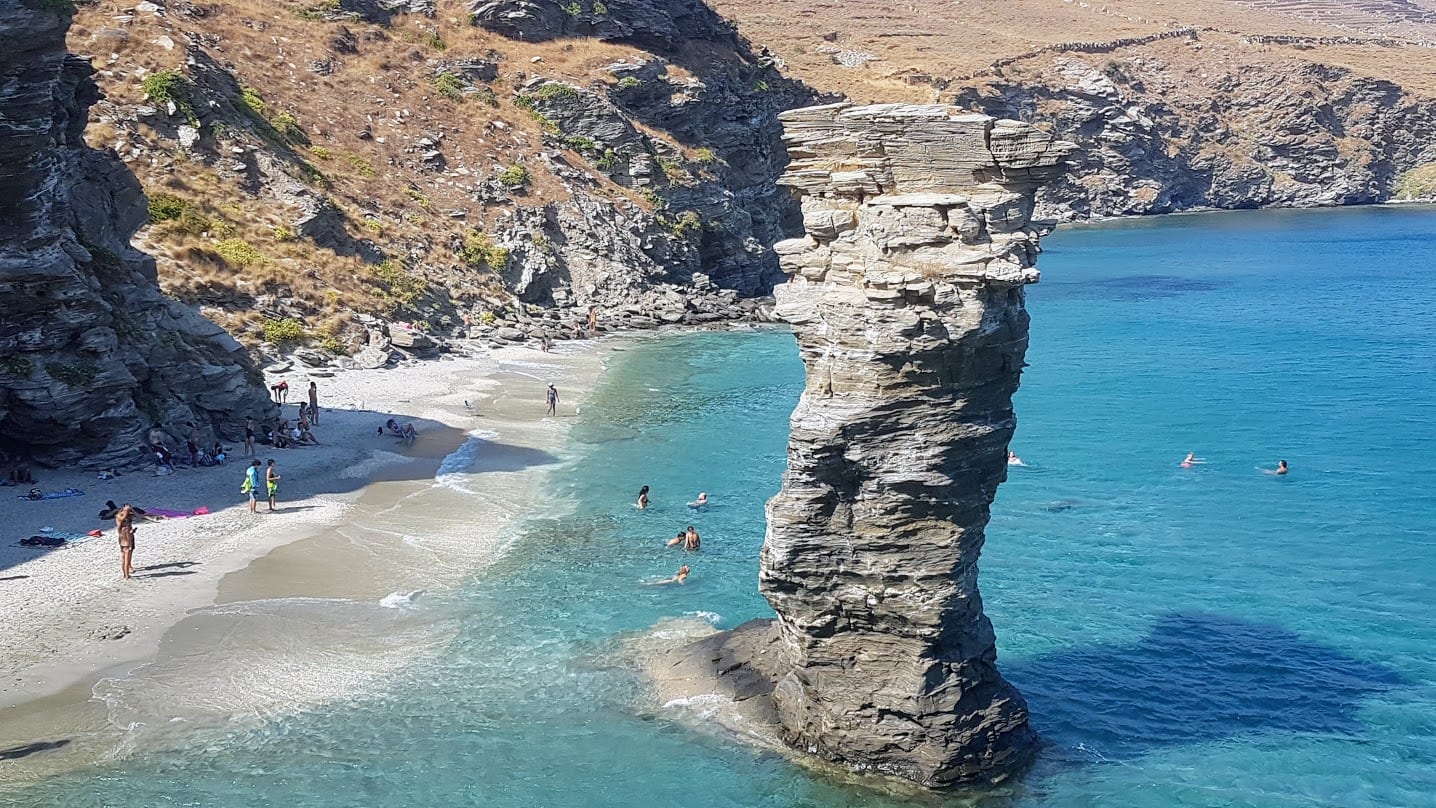 Old lady's Jump Beach in Andros Island Greece