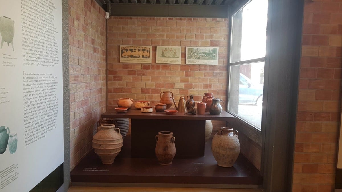 Olive Oil containers in the olive museum of Sparta