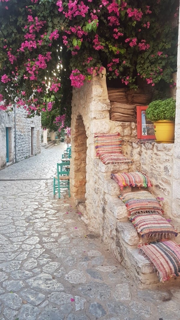 Walking along the streets of Areopoli in the Peloponnese