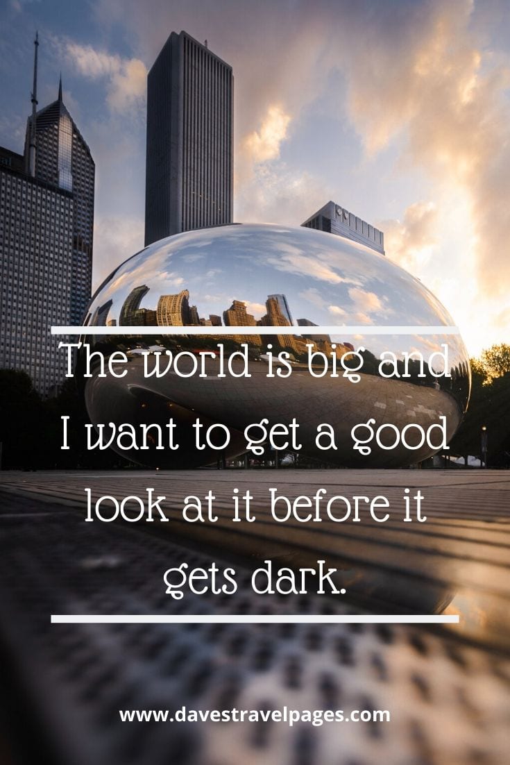 Travel the world quotes - “The world is big and I want to get a good look at it before it gets dark.” — John Muir
