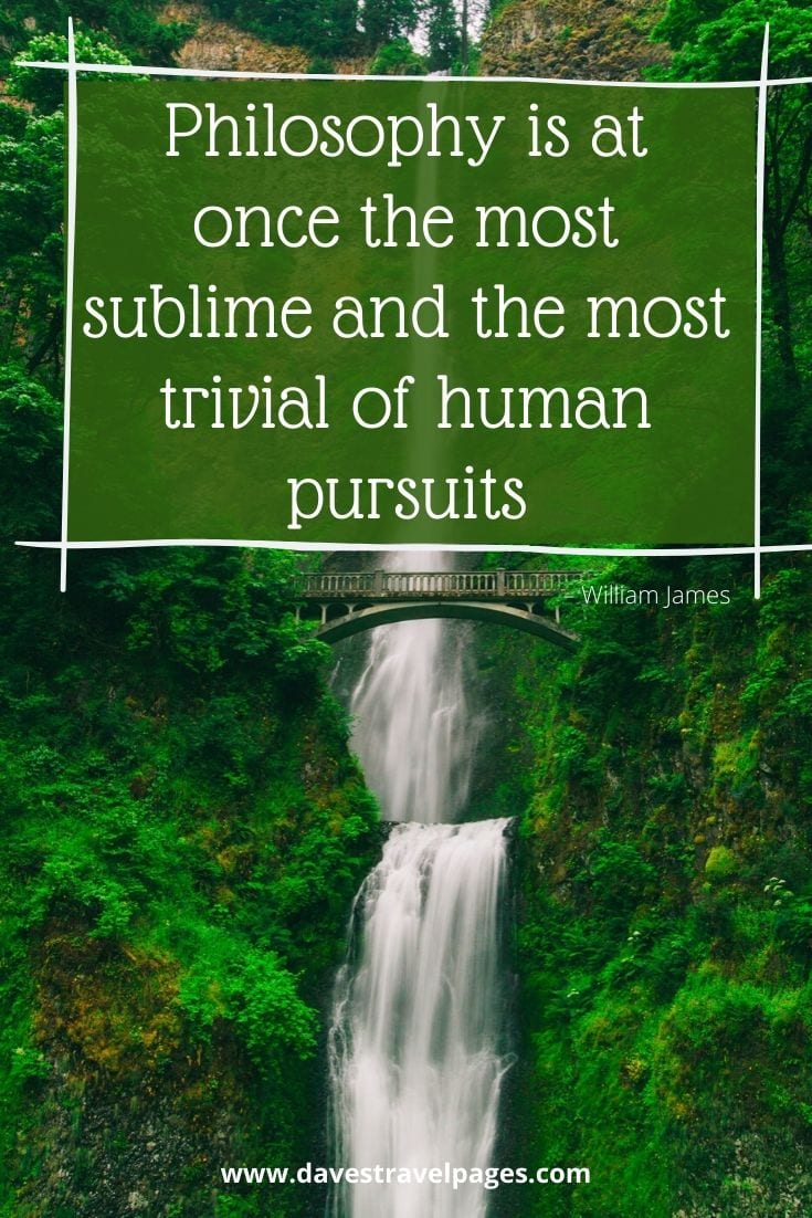 “Philosophy is at once the most sublime and the most trivial of human pursuits” – William James