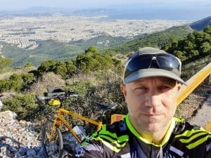 Dave Briggs cycling in Athens