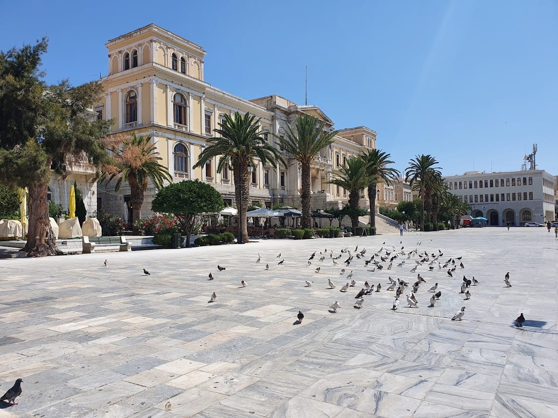 Ermoupoli main square in the Greek island of Syros