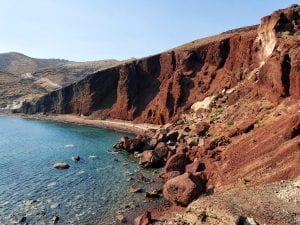 Visiting the Red Beach on a tour of Santorini