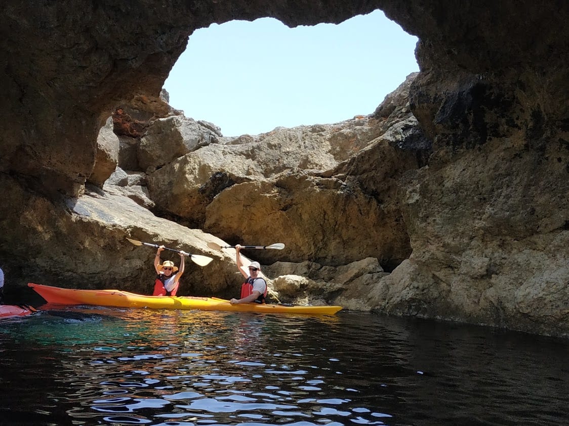 Dave and Vanessa kayaking in Mykonos