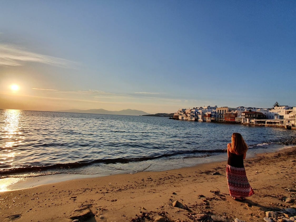 Enjoying the sunset in Mykonos at Little Venice