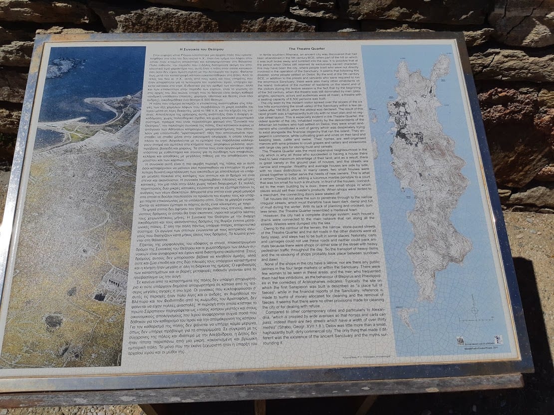 A map of Delos island in Greece