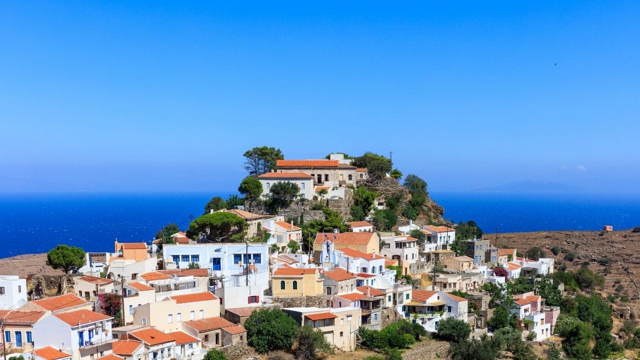 A village on the Greek island of Kea in the Cyclades