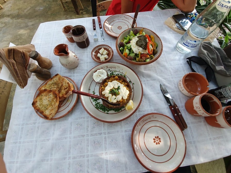 Eating at O Hamos in Milos Greece