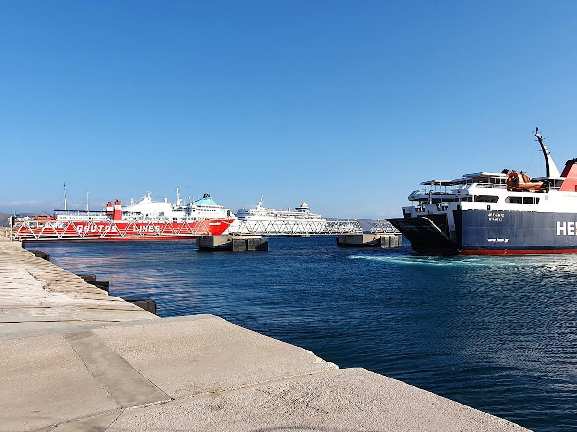 Two of the ferries that sail from Lavrio to Kythnos