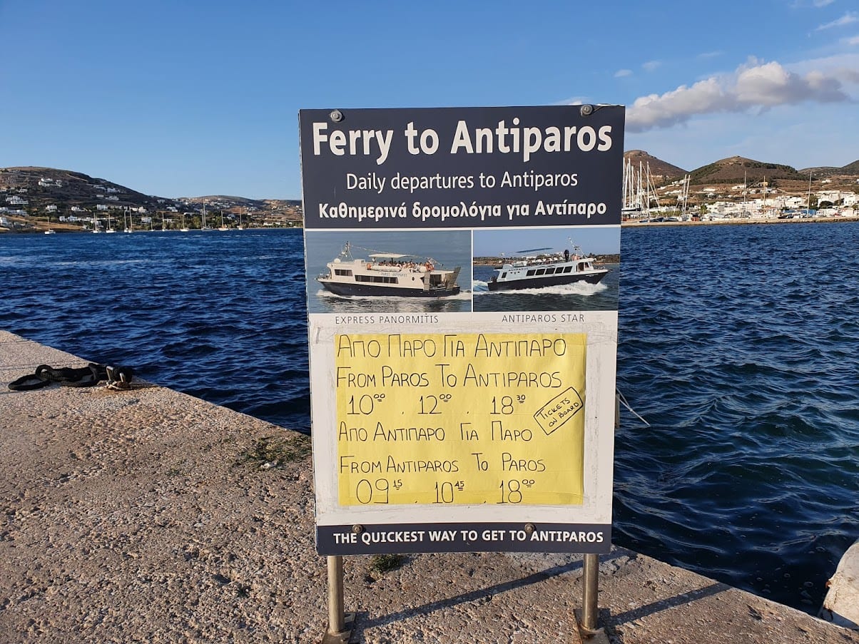 Parikia to Antiparos ferry schedule