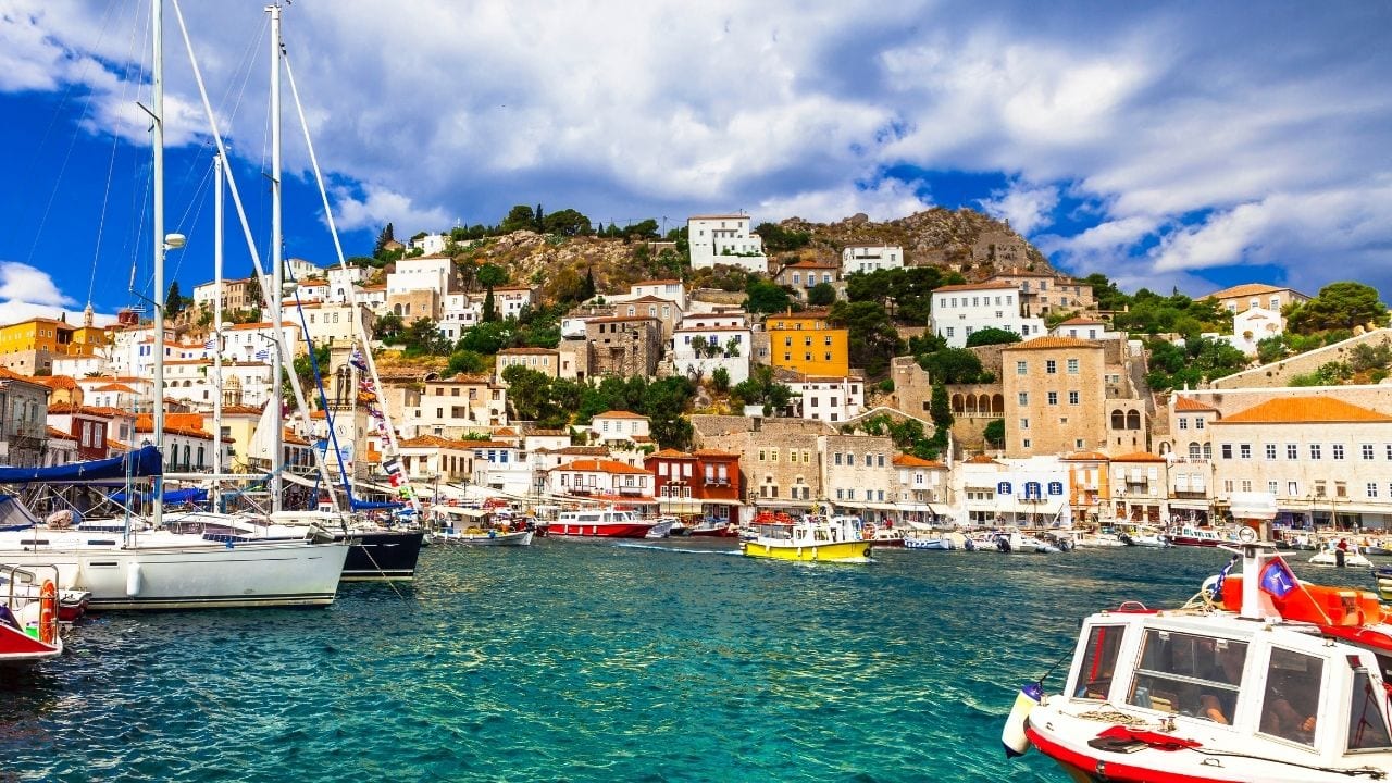 A view of the Saronic island of Hydra in Greece