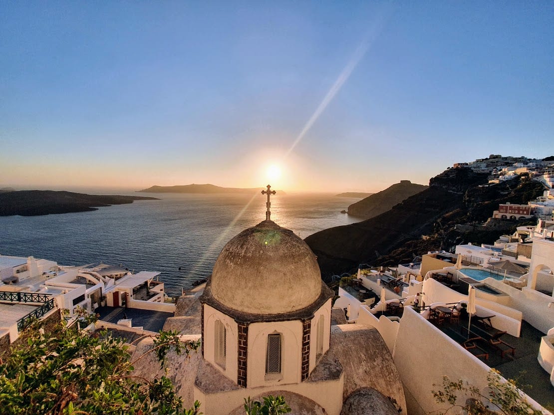 A photo of the Greek island of Santorini - thought to be one of the best islands for couples in Greece