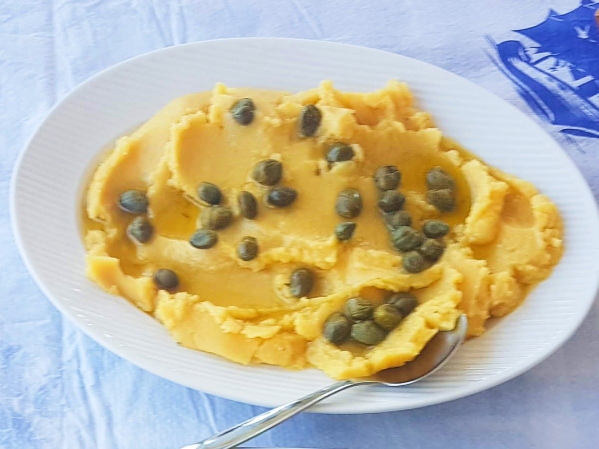 Fava is a nice side dish to eat with a main meal when on vacation in Greece