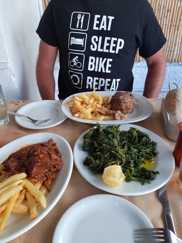 Dave from Dave’s Travel Pages eating Greek food