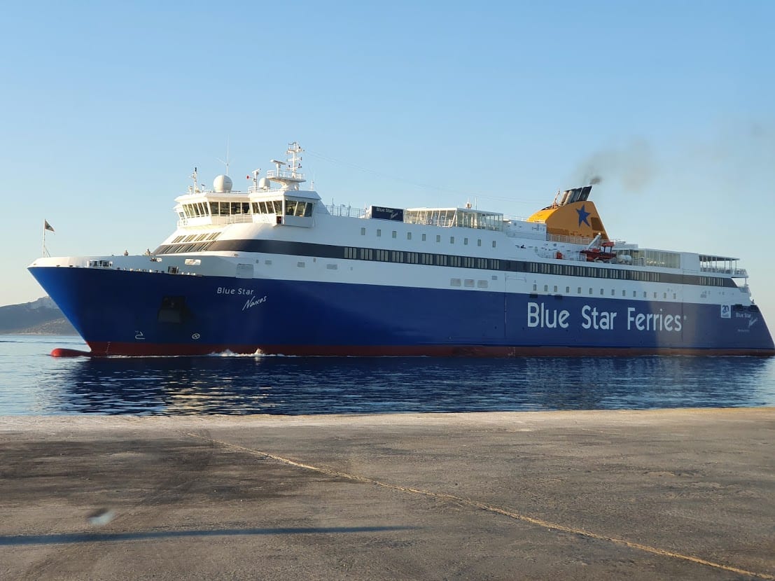 Taking a Blue Star Ferry into Paros