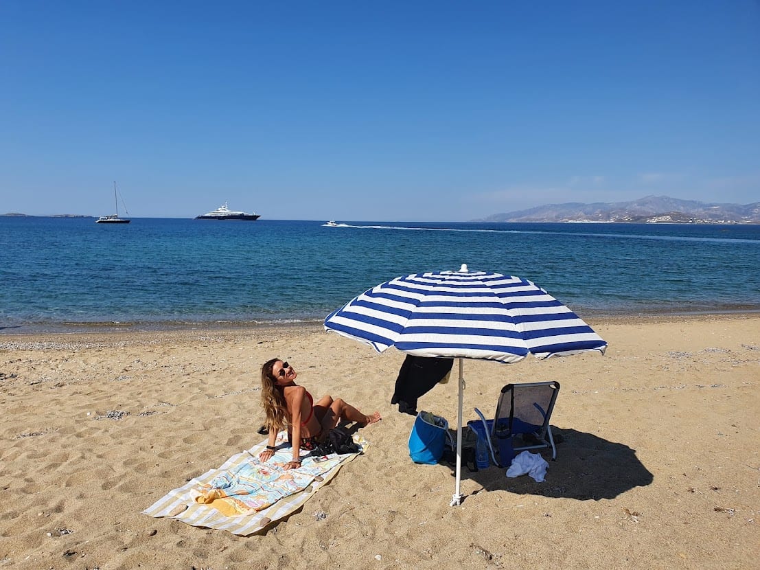 Relaxing on the beach in Paros