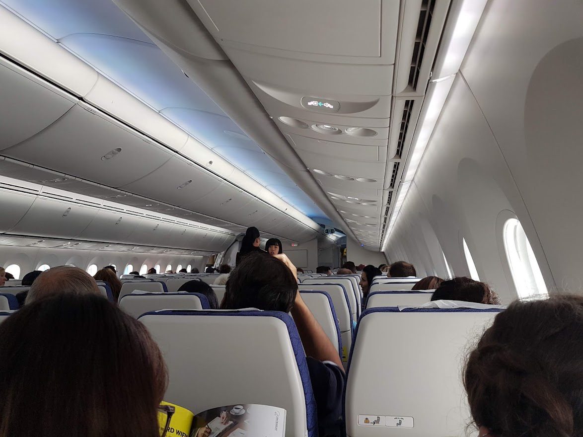 Inside an airplane