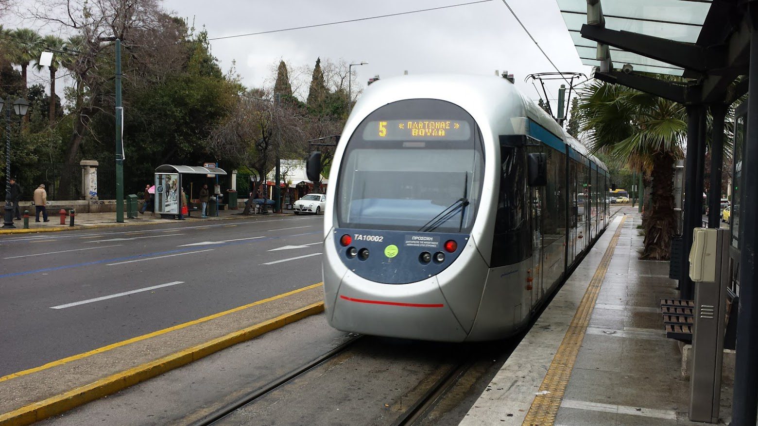 Using a tram in Athens