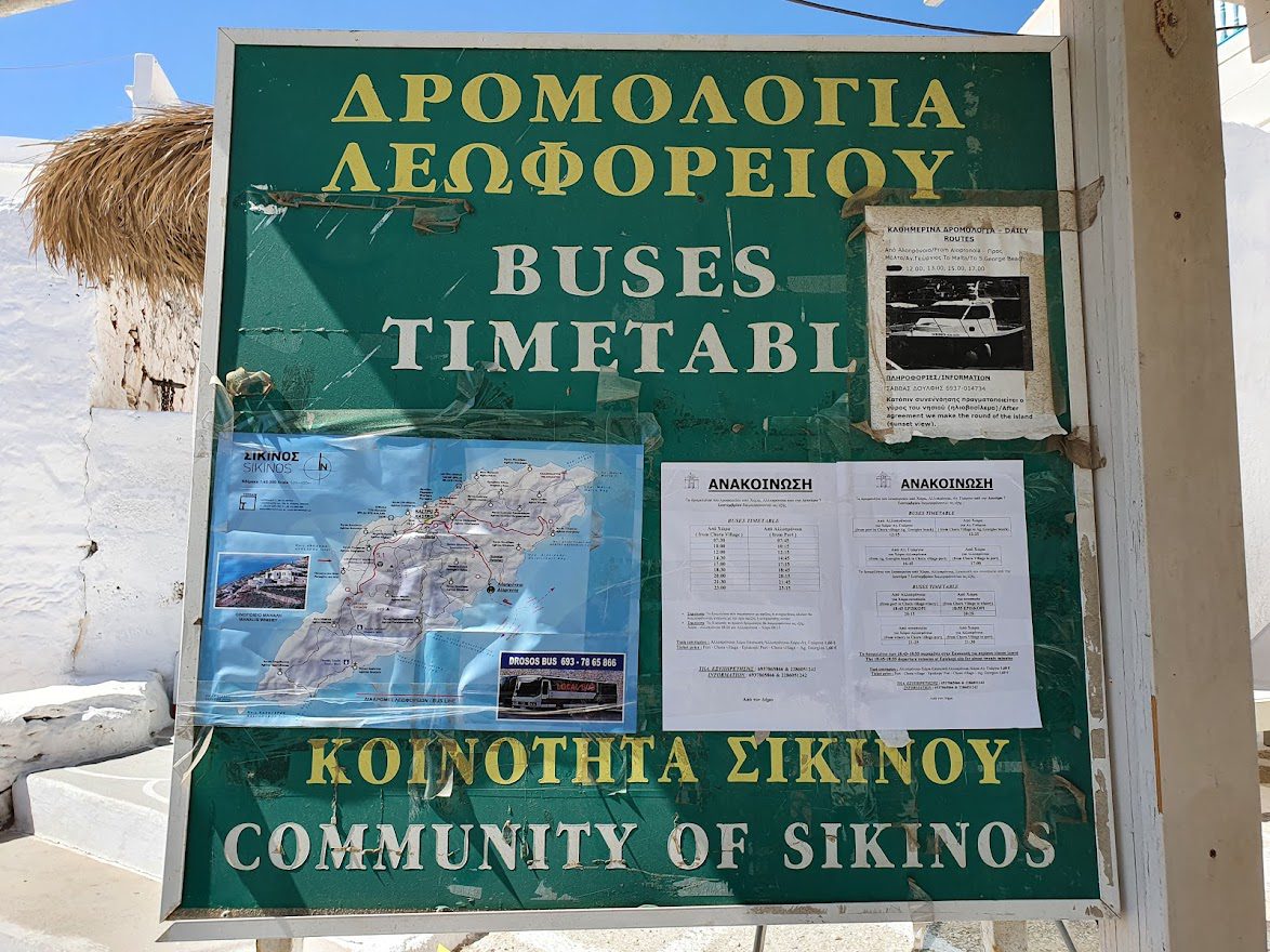 Bus timetable for Sikinos island