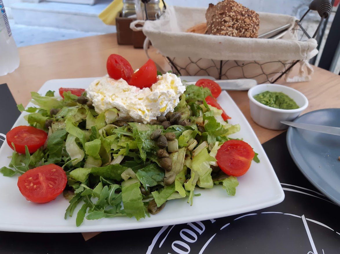 Eating food in Syros