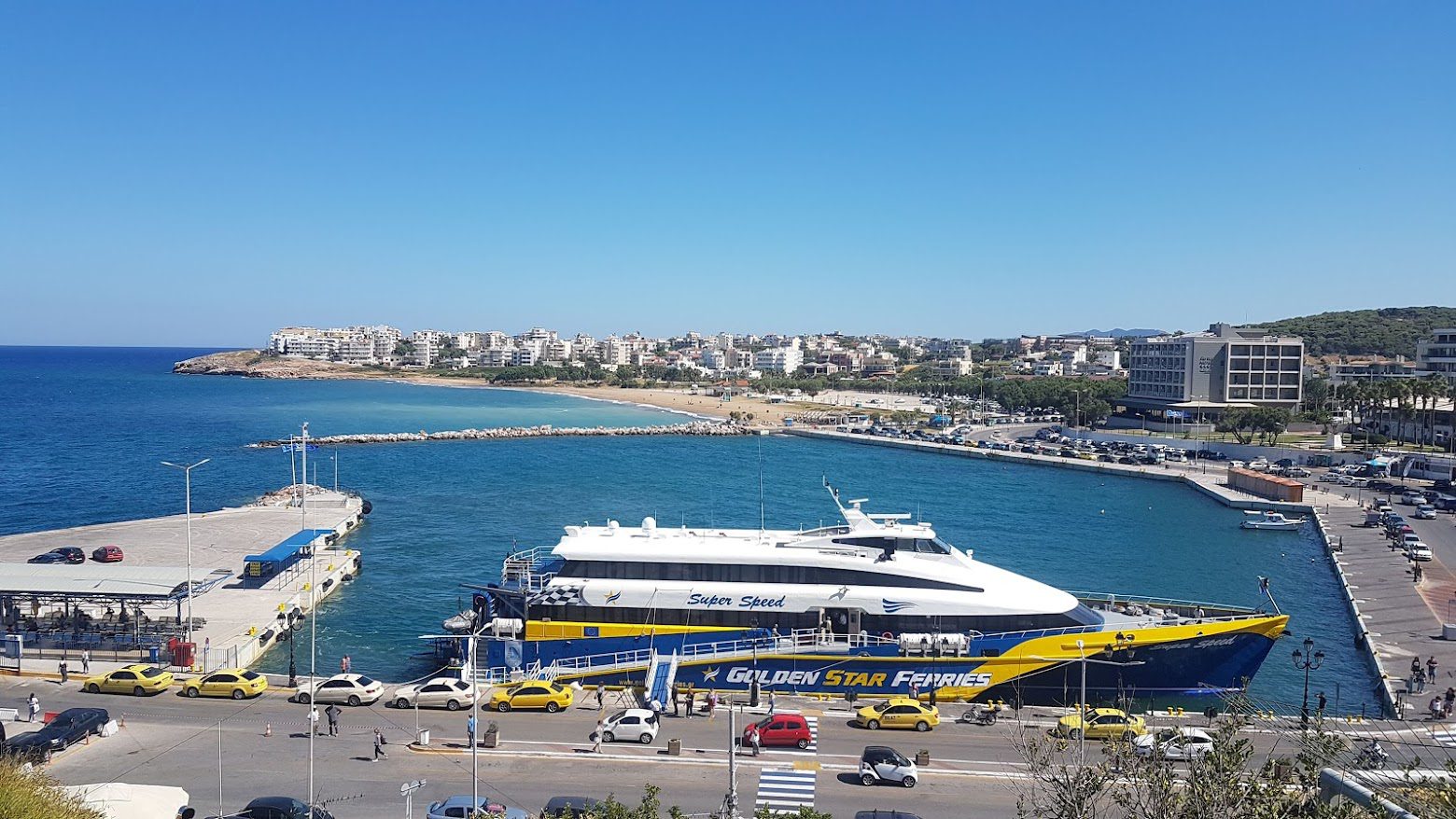A view over Rafina ferry port in Athens