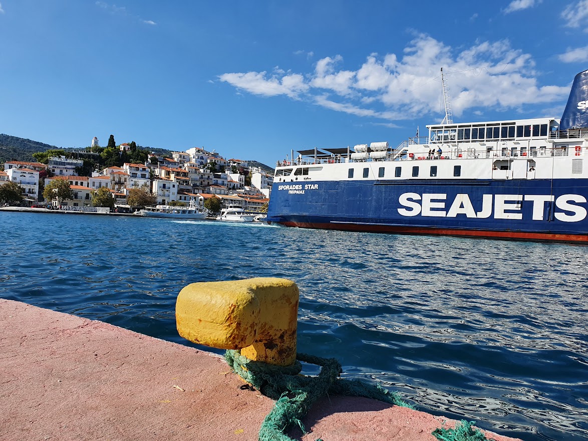 Taking the Skiathos Skopelos ferry from Skiathos town