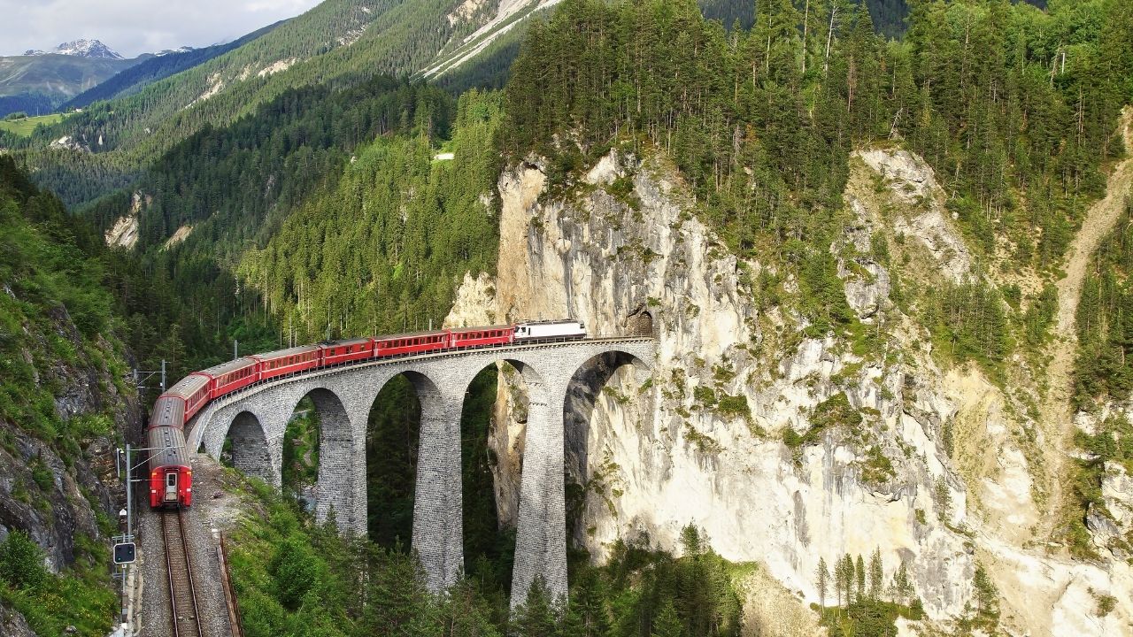 Taking a train ride in Switzerland