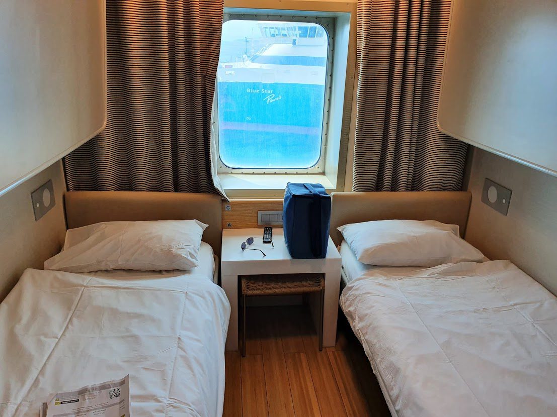 A cabin on the Blue Star Ferries vessel Patmos.