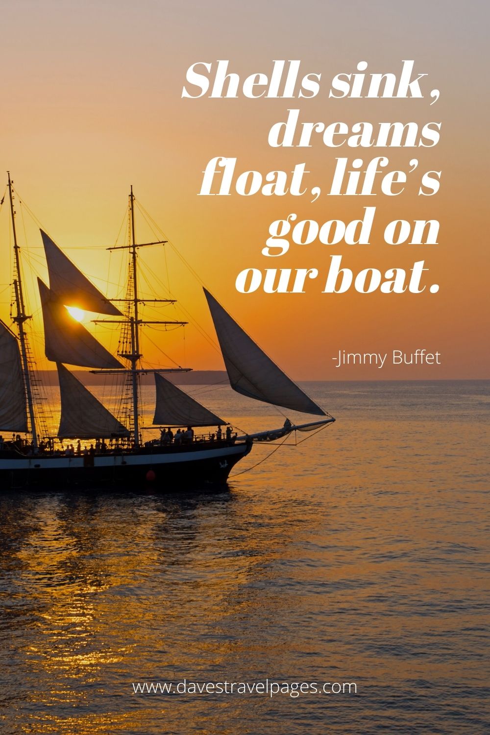 Shells sink, dreams float. Life’s good on our boat.
