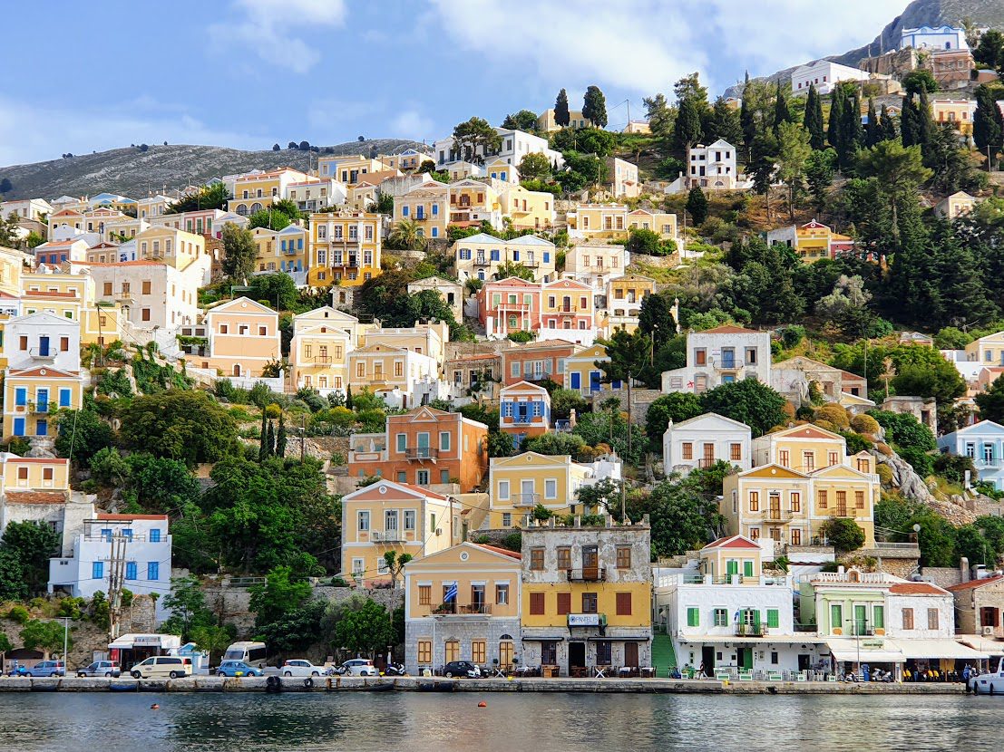 Colorful houses of the Greek island of Symi in the Dodecanese