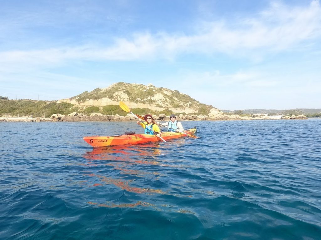 Dave and Vanessa kayaking in Rhodes