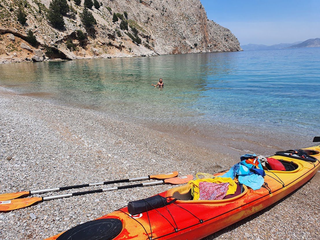Kayaking in Symi to get to the beaches