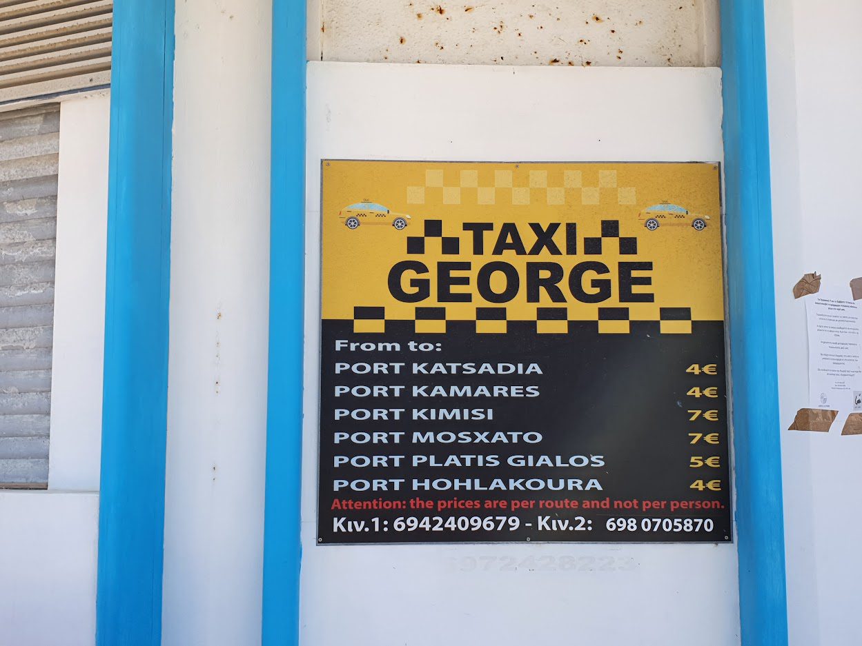 Taxis on Lipsi island in the Dodecanese have fixed rates